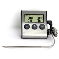 Digital Thermometer w Stainless Temperature Probe w Timer