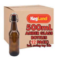 500mL Amber Glass Bottles (12pc) with Swing/Flip Top Lids