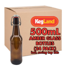500mL Amber Glass Bottles (24pc) with Swing/Flip Top Lids